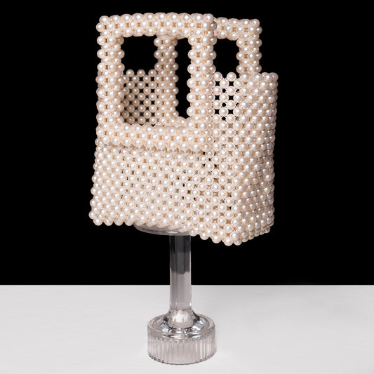 Pearl Beaded Bag with Stylish Square Handle